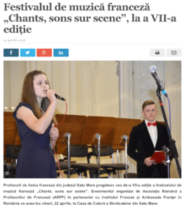 Festivalul de muzica franceza „Chants, sons sur scene”, la a VII-a editie. (satmareanul.net)