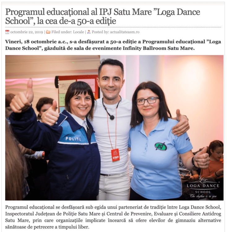 Programul educational al IPJ Satu Mare Loga Dance School, la cea de-a 50-a editie. (actualitateasm.ro)