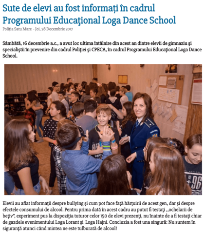 Sute de elevi au fost informati in cadrul Programului Educational Loga Dance School (satumareonline.ro)