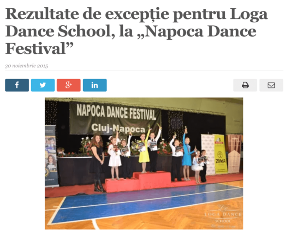 Rezultate de exceptie pentru Loga Dance School, la Napoca Dance Festival. (satmareanul.net)
