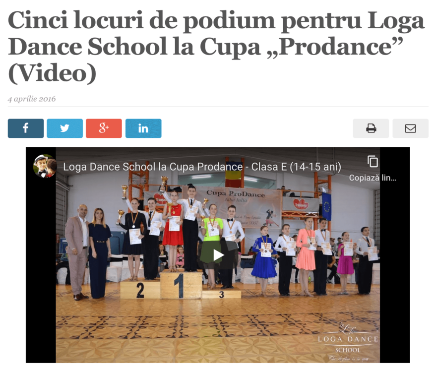 Cinci locuri de podium pentru Loga Dance School la Cupa Prodance. (satmareanul.net)