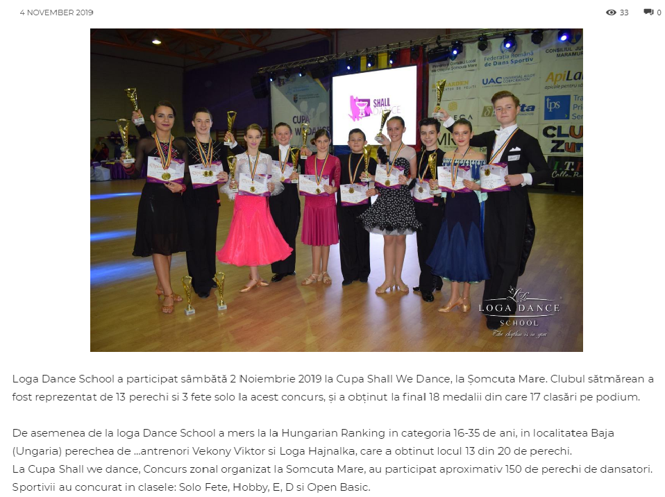 Loga Dance School a participat sambata la Cupa Shall We Dance! (gazetanord-vest.ro)