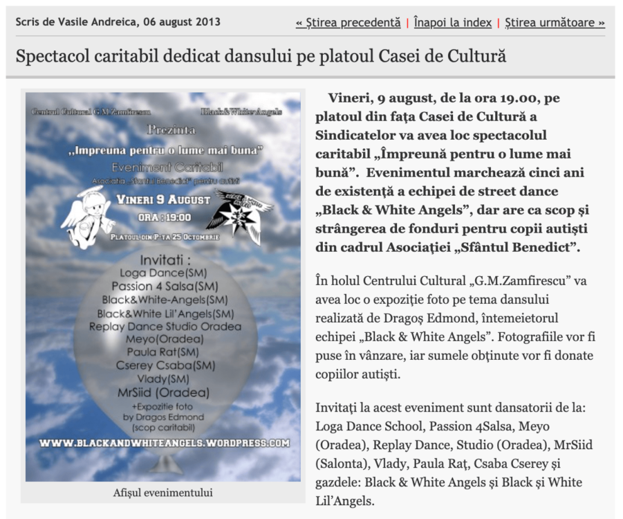 Spectacol caritabil dedicat dansului pe platoul Casei de Cultura (informatia-zilei.ro)