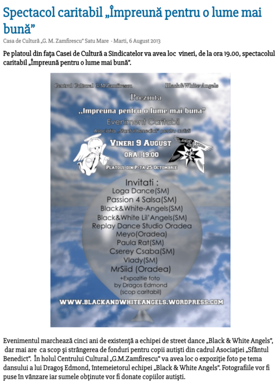 Spectacol caritabil „Impreuna pentru o lume mai buna” (satumareonline.ro)