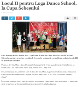Locul II pentru Loga Dance School, la Cupa Sebesului. (satmareanul.net)
