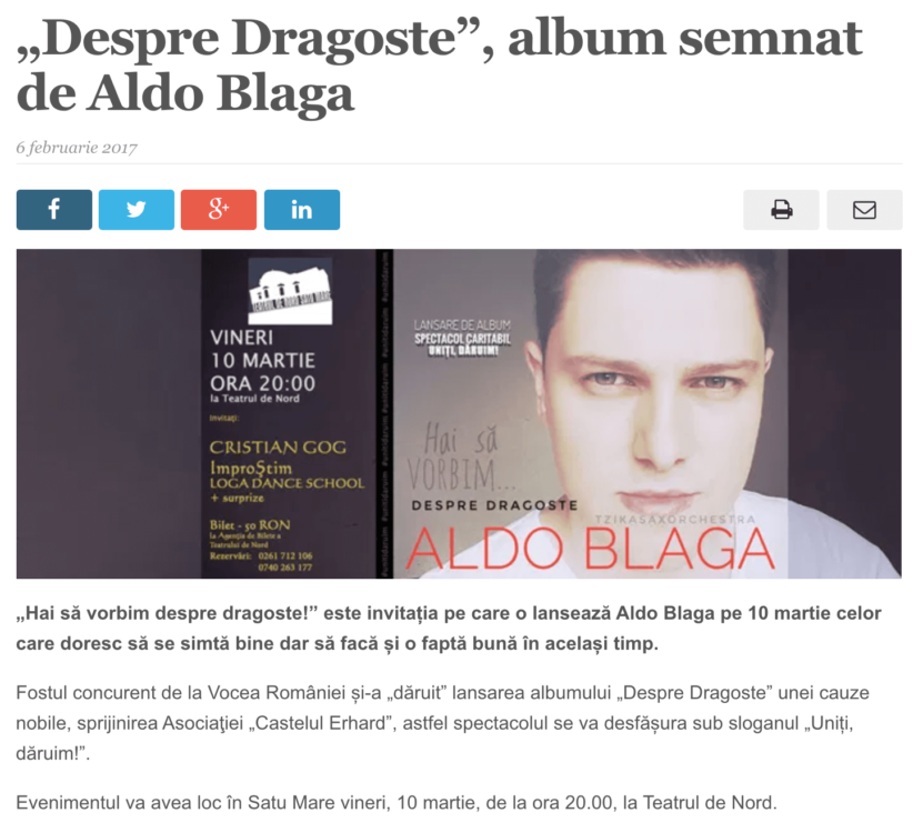 „Despre Dragoste”, album semnat de Aldo Blaga. (satmareanul.net)