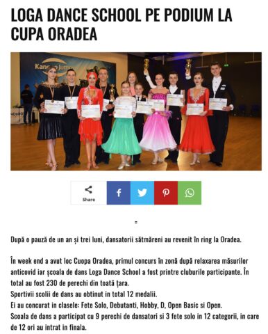 Sportivii Loga Dance School s-au intors cu 12 medalii de la Cupa Oradea (gazetanord-vest.ro)